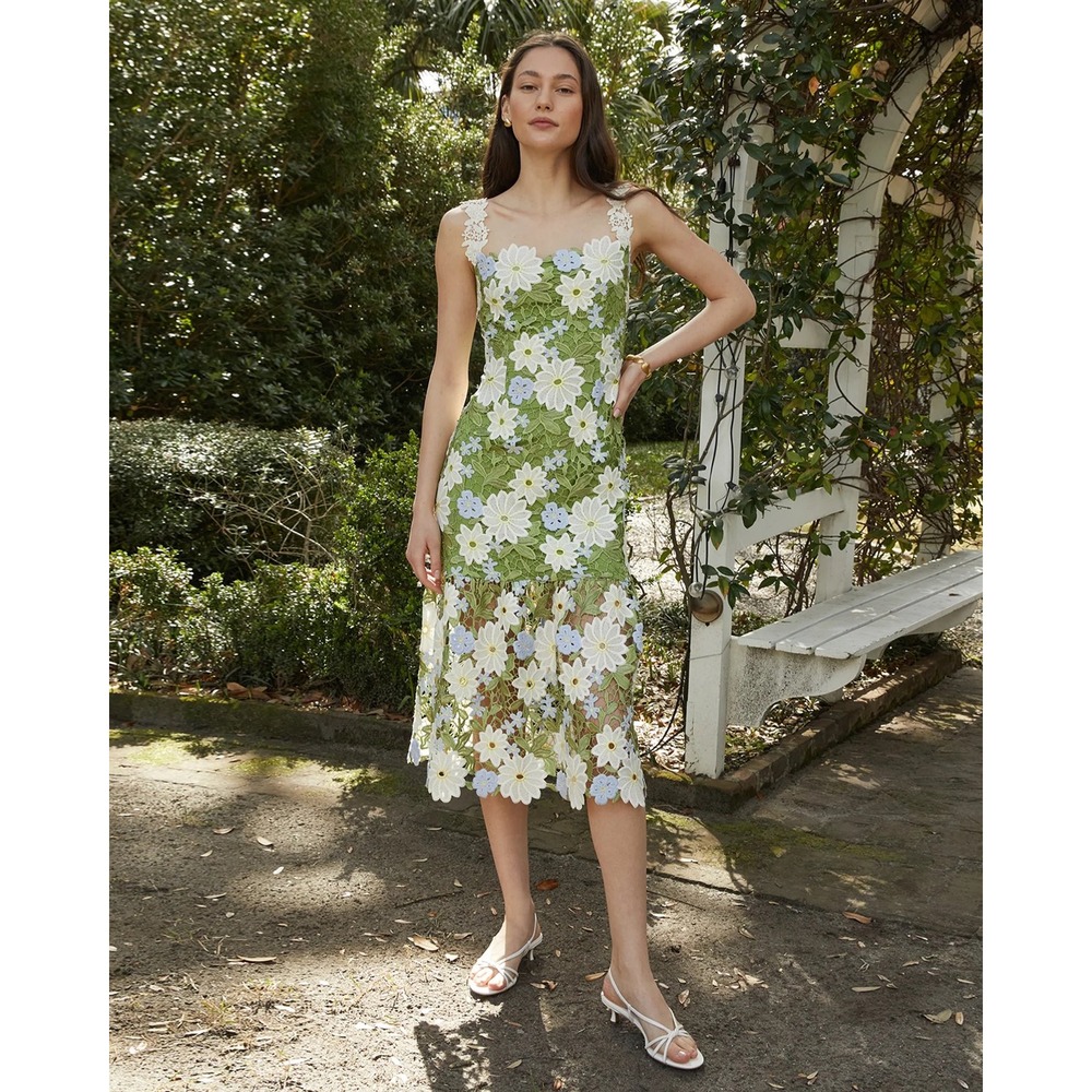 NWT o.p.t Floral Embroidered Sleeveless Midi Dress - Size 12